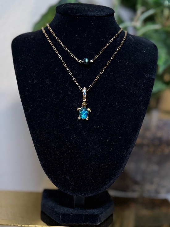 Handmade Jewelry - 18K Gold Filled Turtle Pendant, with Real Saltwater Pearl- ‼️HANDMADE‼️